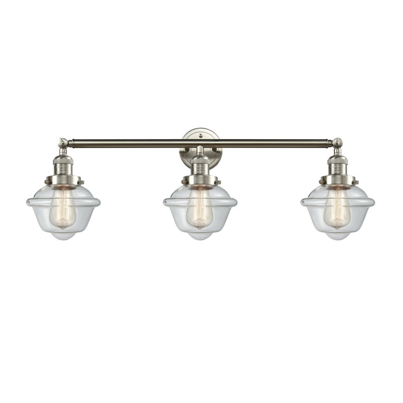 Anthony 3 - Light Dimmable Vanity Light, Brushed Satin Nickel, Clear, 60 Watt Vintage Incandescent Bulb