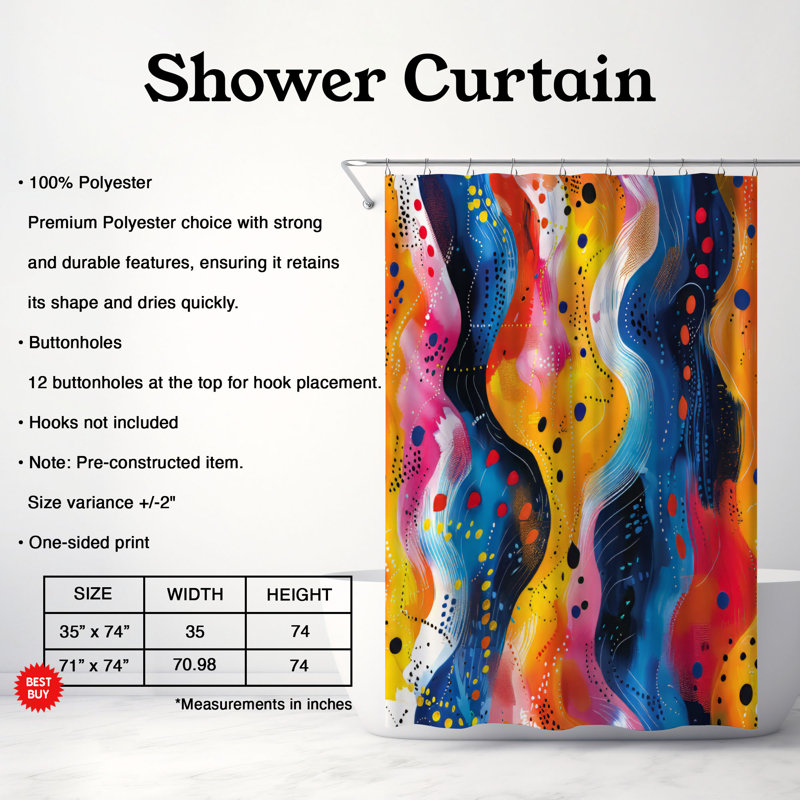 Motif spirituel - Rideau de douche Premium, H 74 po x l 71 po