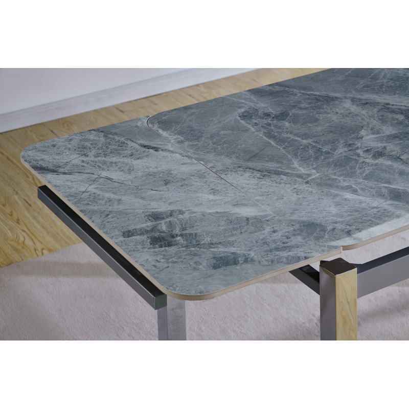 Stone Top Metal Base Dining Table