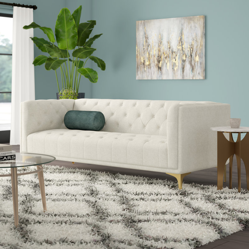 Florentino Upholstered 80'' Sofa, Light Gray Polyester