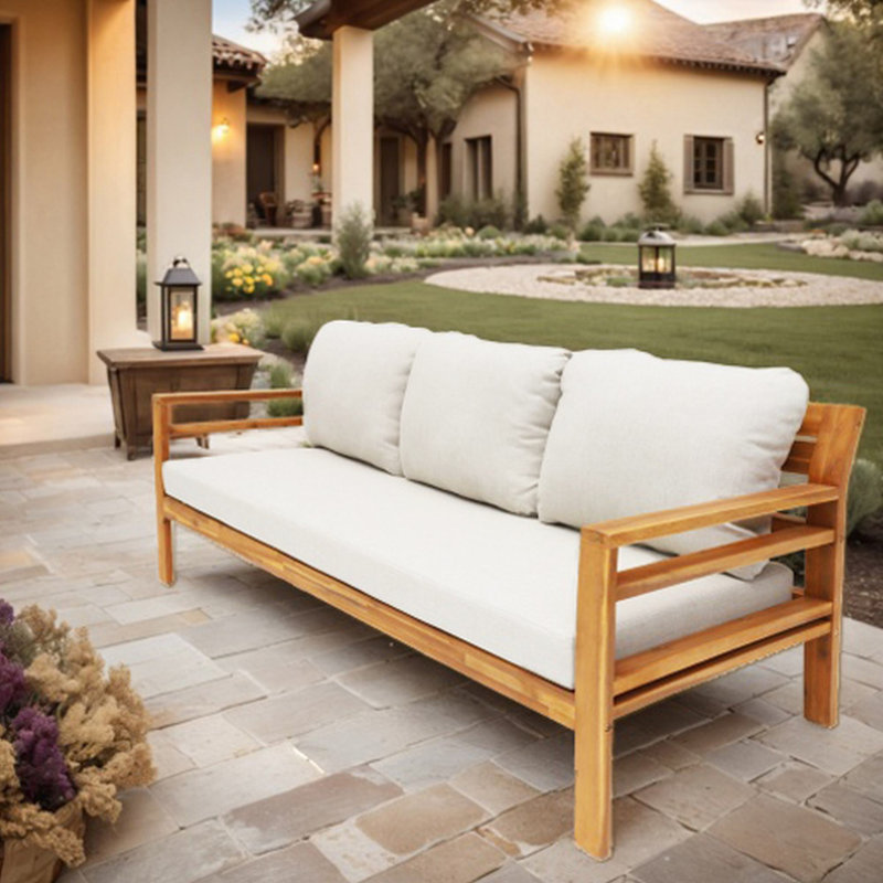 Oketa Acacia Wood Patio Sofa With Cushions
