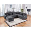 Canapé modulaire en chenille l 115 po Trevi avec dossier réglable, ports de charge, poches, capitonnage, repose-pieds avec rangement, coussins décoratifs