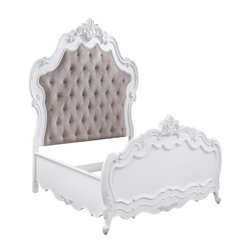 Latisha Fabric & White Finish Bed, King