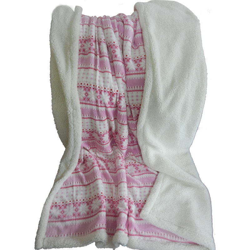 Couverture réversible en molleton - jeté en sherpa lavable à la machine de 50 x 60 pouces avec des flocons de neige roses - couverture douillette pour canapé, chaise ou lit par Lavish Home