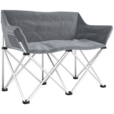 Double chaise de camping, chaise de camping pliante surdimensionnée avec poche latérale