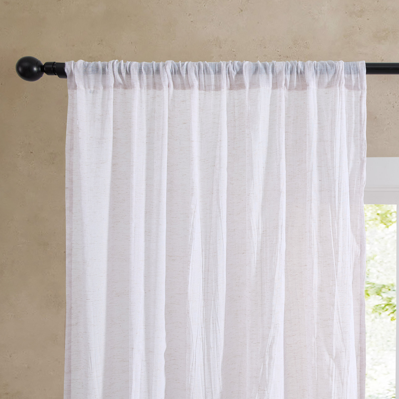 Solid Semi-Sheer Curtain Panels, 50" W x 84" H, Creamy White