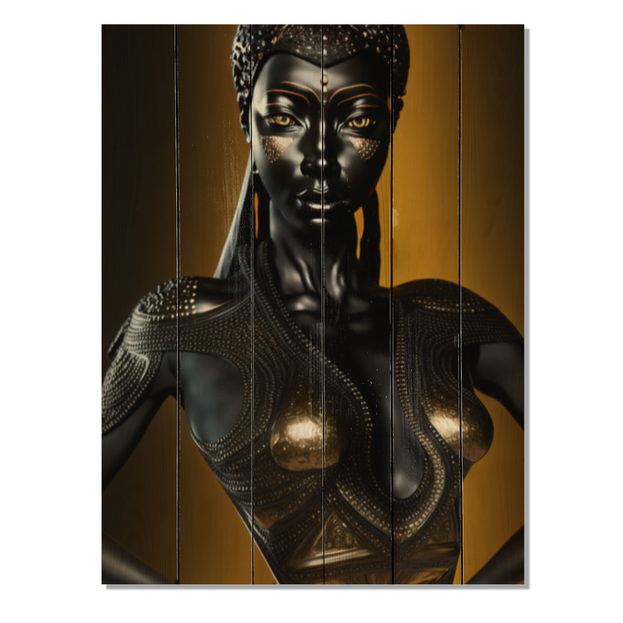 Bungalow Rose Porcelain Portrait Of Black And Gold African Goddess I African Woman Print On 3109