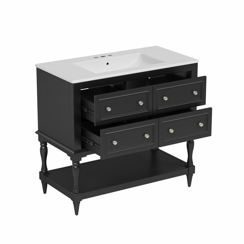 Meuble-lavabo 36 po avec lavabo, Noir