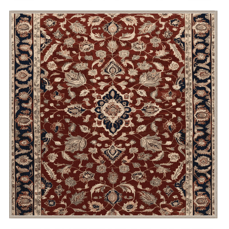 Machine Washable Persian Brown Area Rug, Square 3'