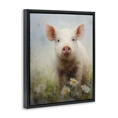  Spring Garden Piggy Framed Floater Canvas Wall Art by Arlington Prints