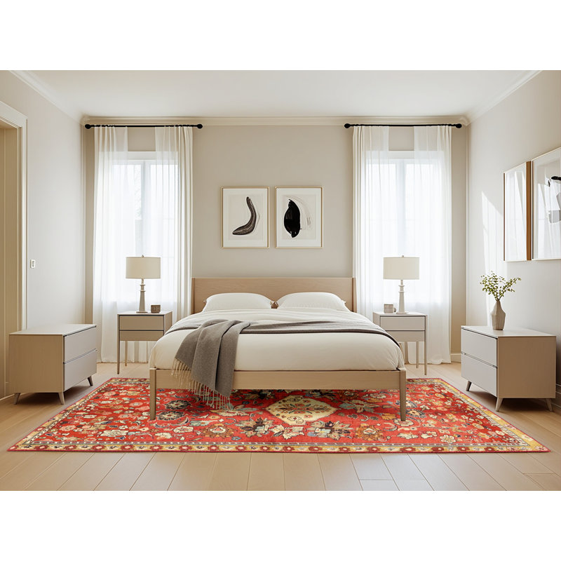 Tapis rouge en laine, Rectangle 5 pi x 8 pi