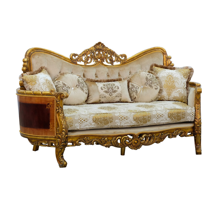 3 Piece Modigliani Sofa Red Gold Fabric, Beige