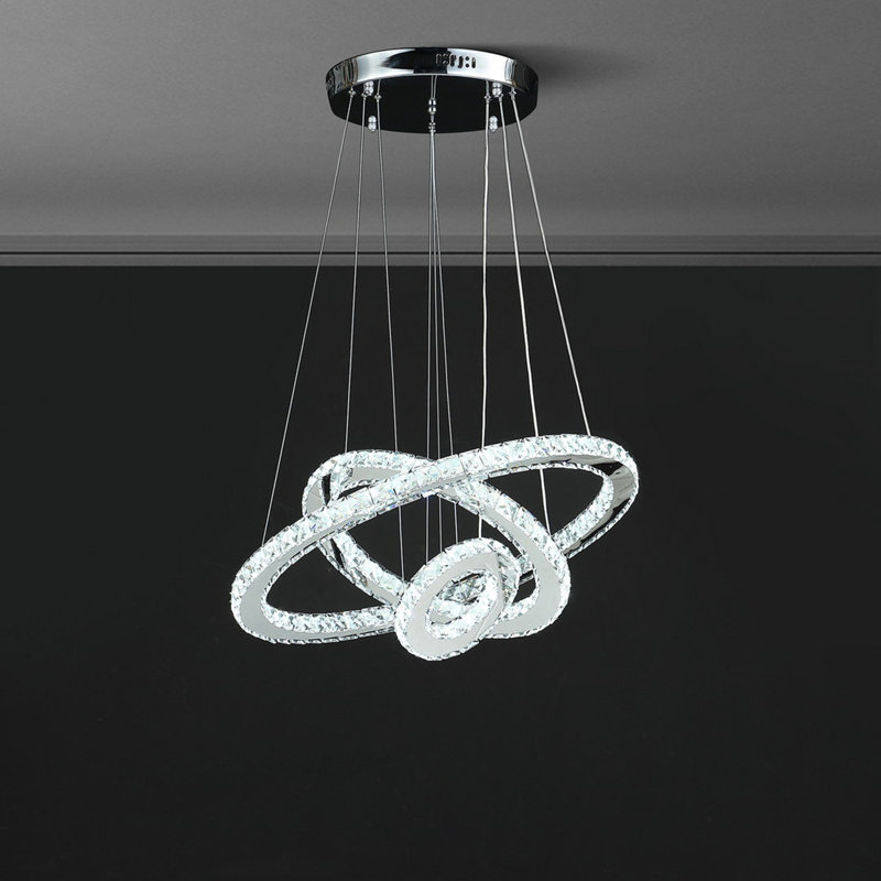 Lustre à télécommande moderne en cristal inoxydable