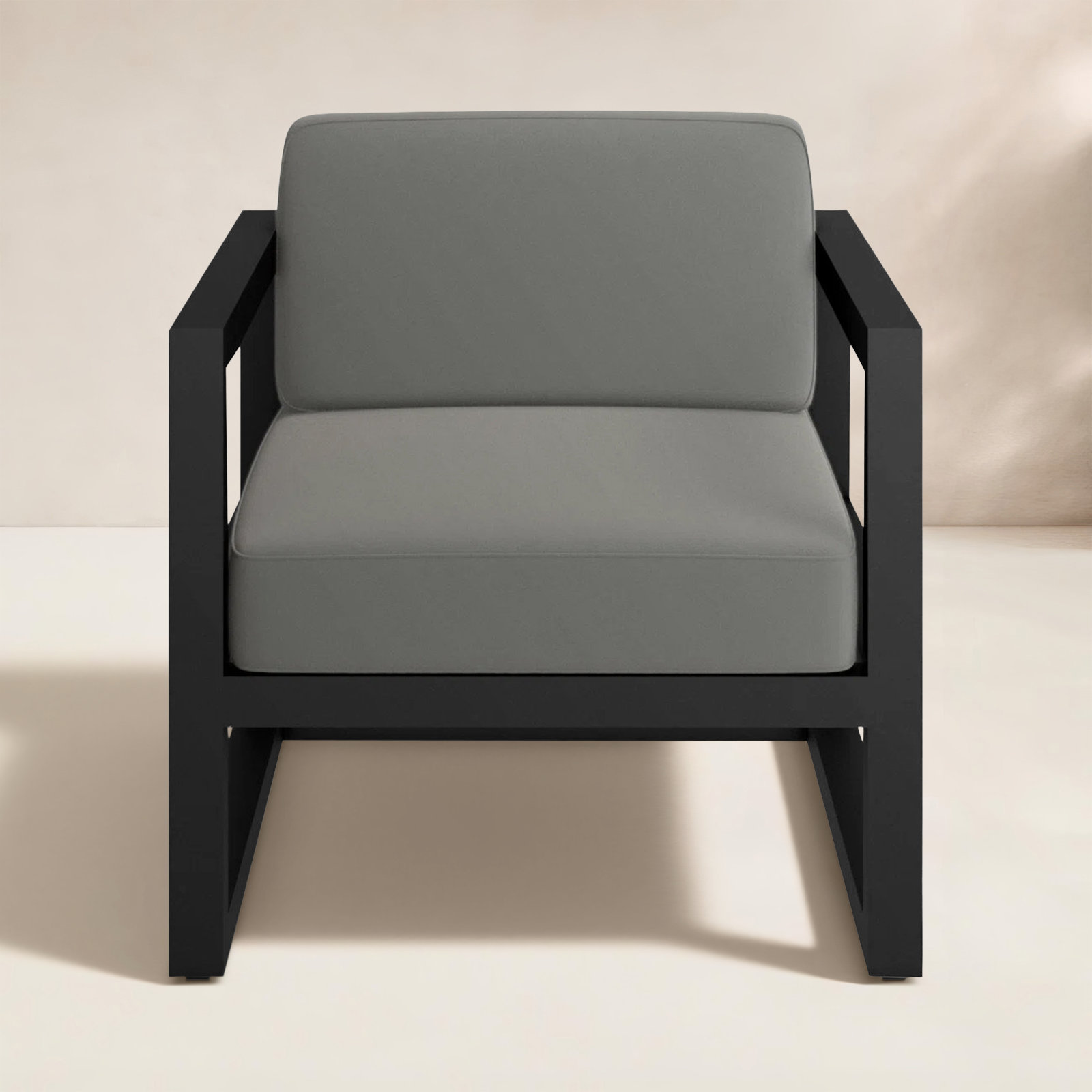 Smith Sunbrella® Patio Lounge Chair, Canvas Charcoal, Black