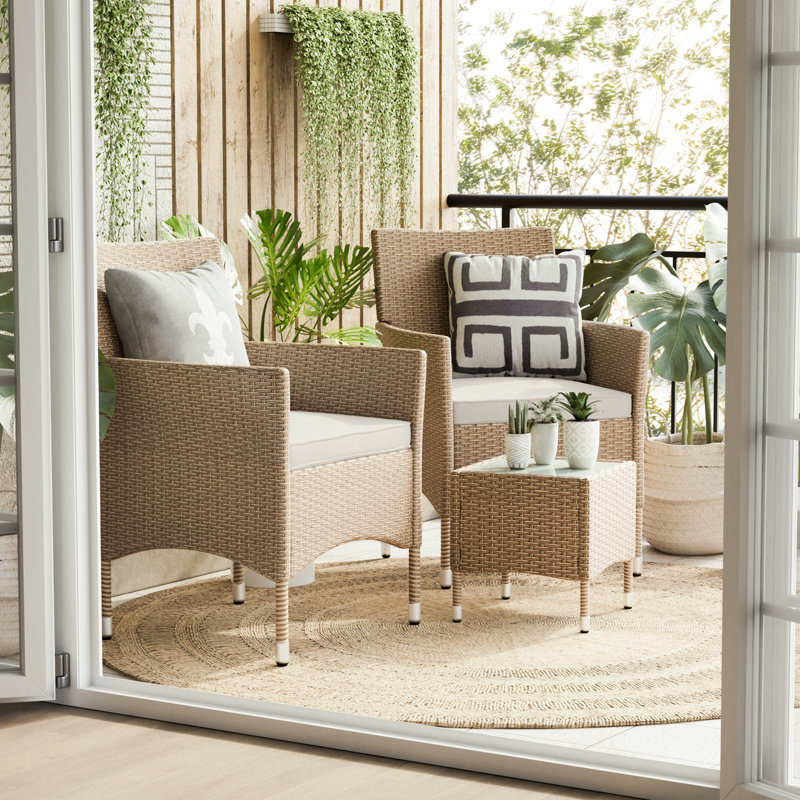 Evanas 2 - Person Patio Conversation Set with Cushions, Brown