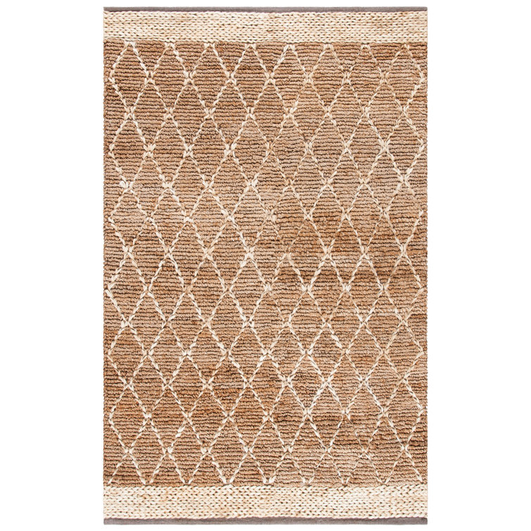 Gascon Natural Fiber Hand Loomed Jute/Cotton Geometric Rug in Natural