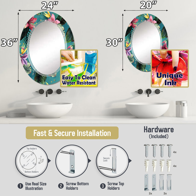 Miroir décoratif Bold Sunset Coastal Horizon I - Maze | Ovale, 29,5 po x 19,6 po