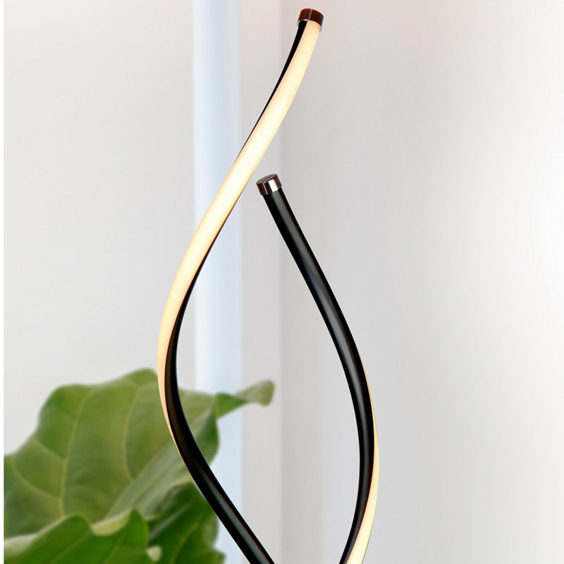 Embrace 40–60" 2-in-1 Modern LED Spiral Floor and Table Lamp with Black Finish, Adjustable Height, and Built-In 3-Way Dimmer
