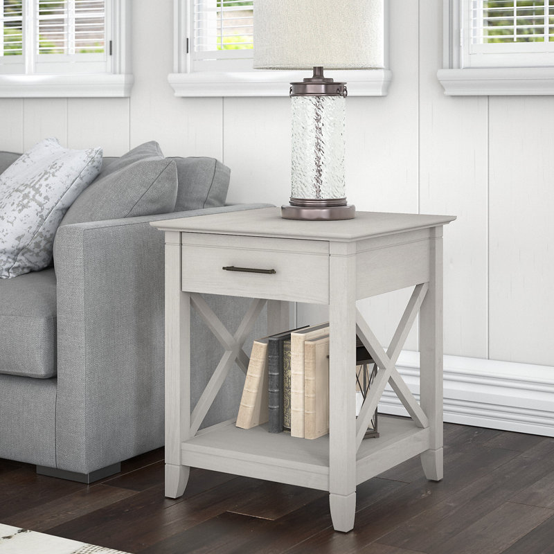 Table de bout avec rangement Huckins, Chêne blanc lin