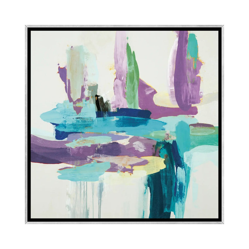 Synergy II - bleu et mauve 6 pièces, H 18 po x l 18 po, Encadrement argenté