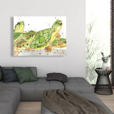 Small Aquatic Turtles Canvas | Brown Livingroom Decor