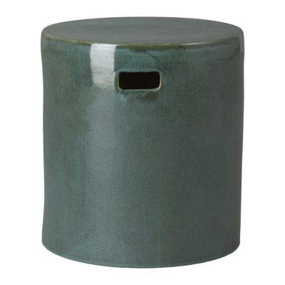ROUND STOOL, GREEN KELP 16X16.5"H by 17 Stories