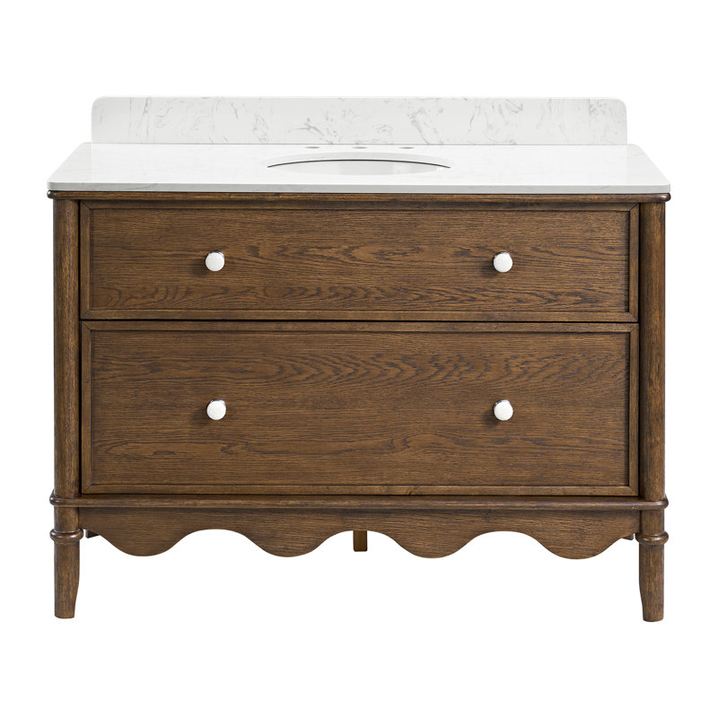 Meuble-lavabo Cheyannia 48 po L x 22 po P avec un seul lavabo et un dessus en marbre reconstitué