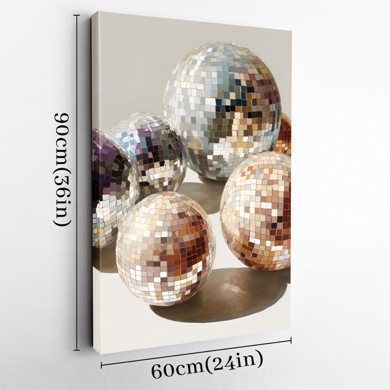 Plat en 2 dimensions, art mural sur toile encadré 1pc, décor de boule miroir, collage mosaïque, impression d'art sur toile de style moderne, affiche murale, pièce idéale pour la peinture, cadeau idéal, prêt à accrocher