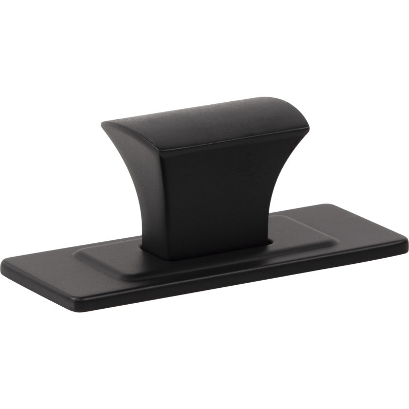 Matte Black Modern Rectangular Cabinet Knob with Mounting Hardware