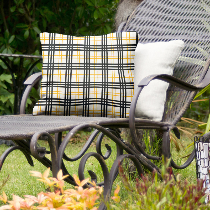 Housse de coussin d'extérieur carré R-Baltimore Football, 16 po x 16 po, White/Gold/Black R-Pittsburgh