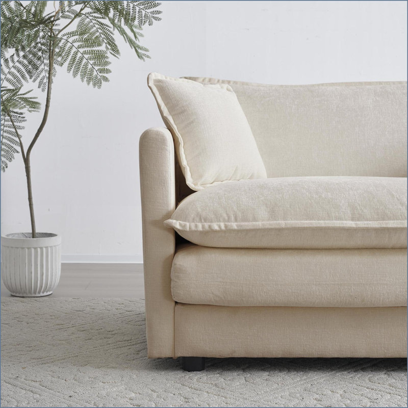 Sectional Sofa U-Shaped 5-Seater Convertible with Ottoman for Living Room/Home Theater | Beige Chenille