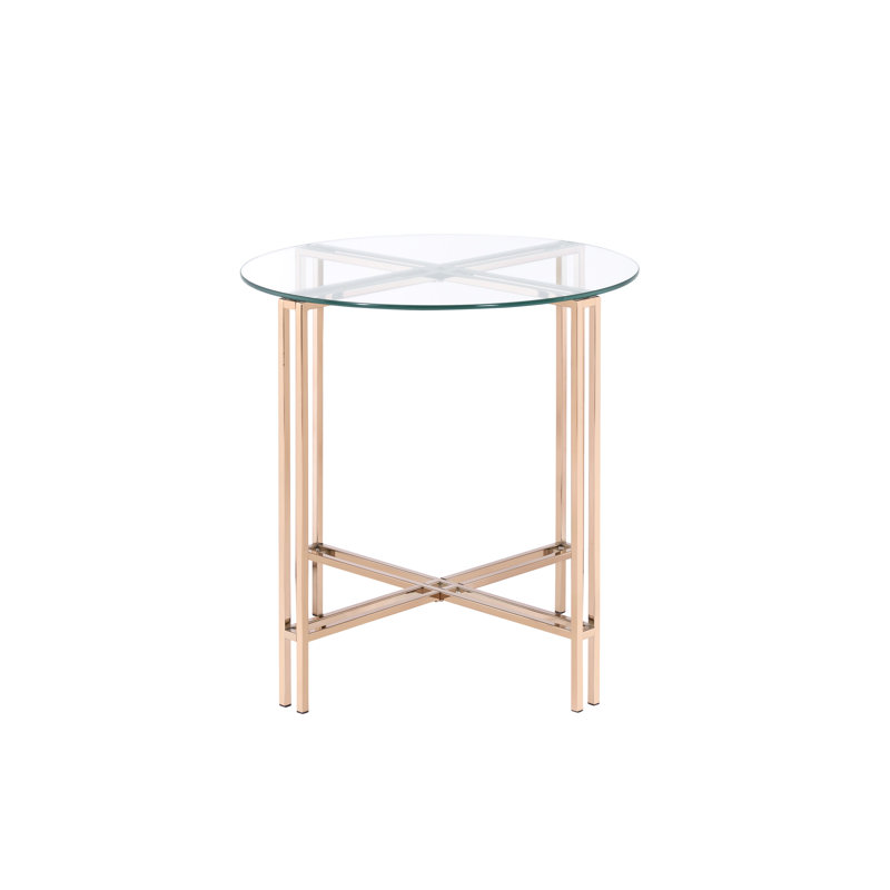 Table avec surface en verre transparent et structure en métal stable - Design chic et fonctionnel