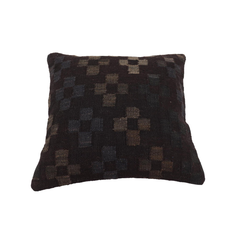 Geometric Throw Pillow, Black/Blue/Gray/Brown