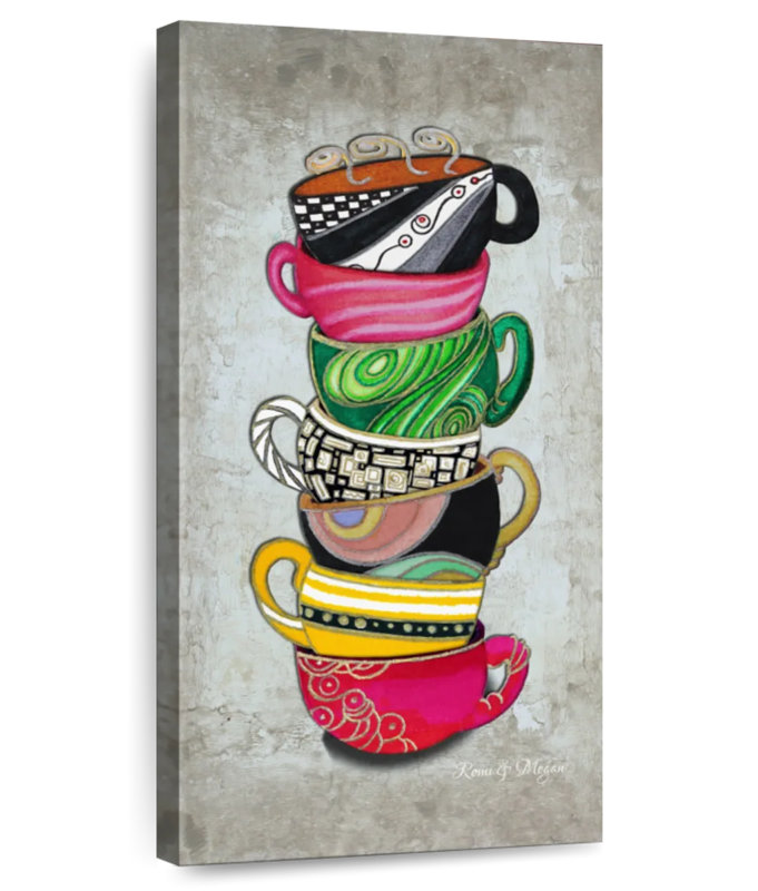 Stacked Hot Cuppa Collection II, 24" H x 12" W