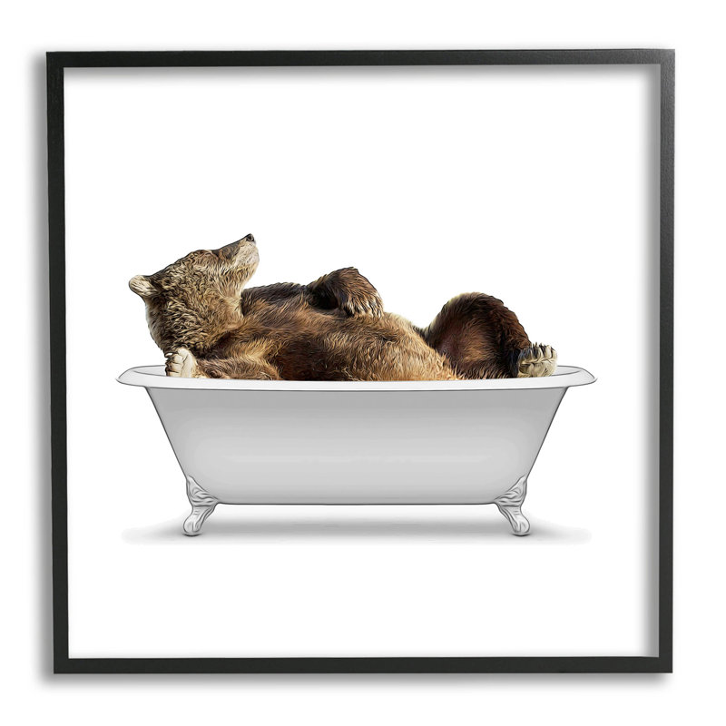 Ours dans la baignoire de la salle de bain par Annalisa Latella - impression sur bois, H 12 po x l 12 po x P 1,5 po