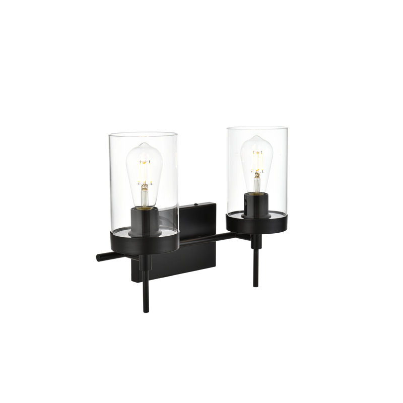 Éclairage pour meuble-lavabo à intensité variable Annisha, Noir, H 11 po x l 14 po x P 14 po, Deux lumières