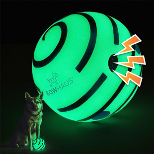 Giggle Glow in The Dark Ball for Dogs, 5.5 Inch Interactive Dog Exercise Toys, Indestructible Fun Squeaky Chew Toy, Non-Toxic Durable PVC Chew Ball for Indoor Outdoor Play