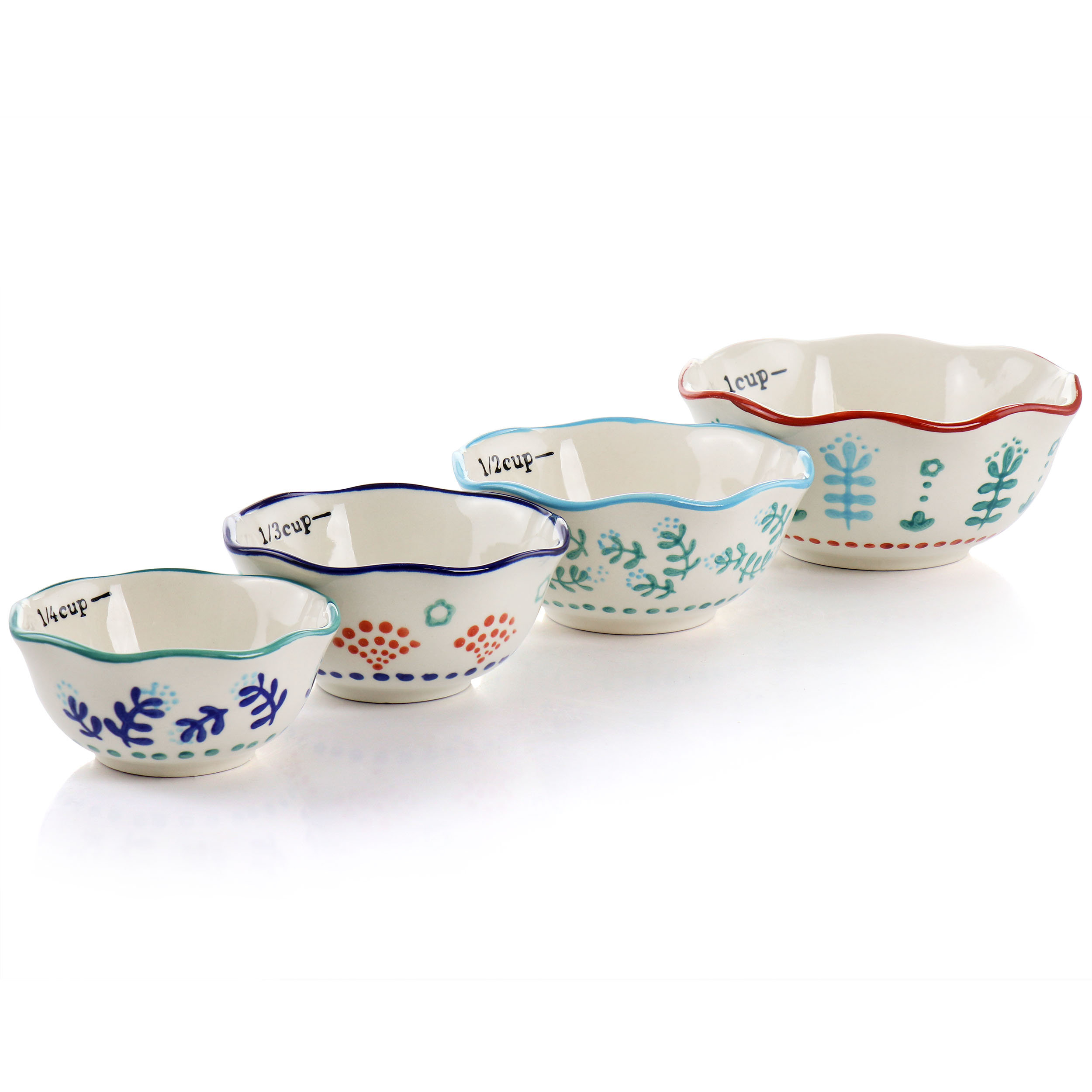 Gibson Home Village Vines 4 Piece Stoneware Measuring Cup Set In Multi