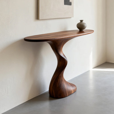 Console ovale brune de style chinois