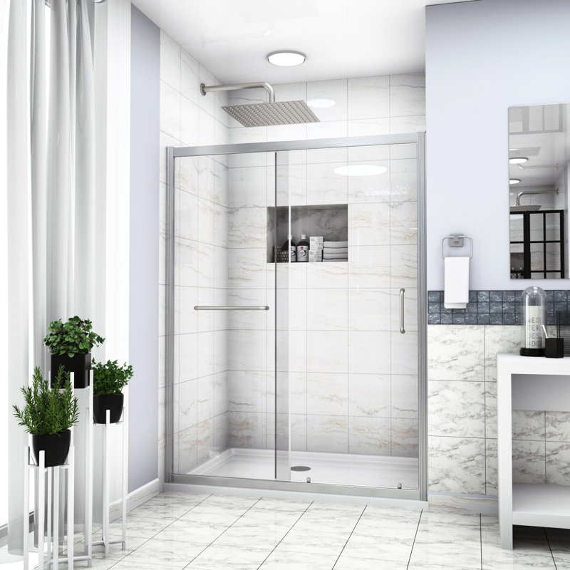 Shower Enclosure 48" W X 72" H, Brushed Nickel - Modern Bathroom Appeal 48"X72" Quality Materials, Elegant Design