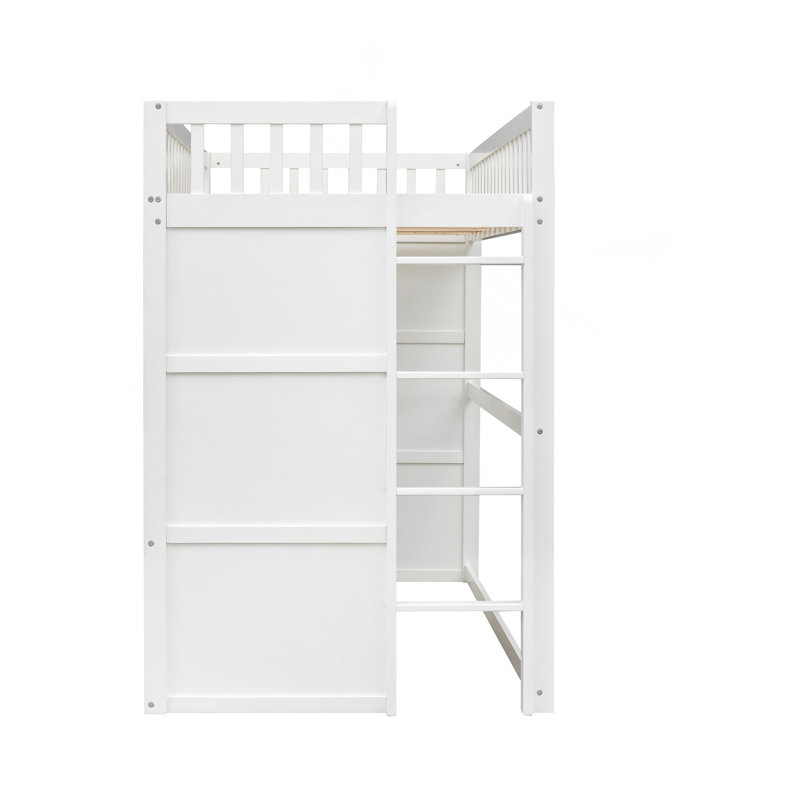 Lit mezzanine simple avec échelle - blanc, Lit simple, Blanc