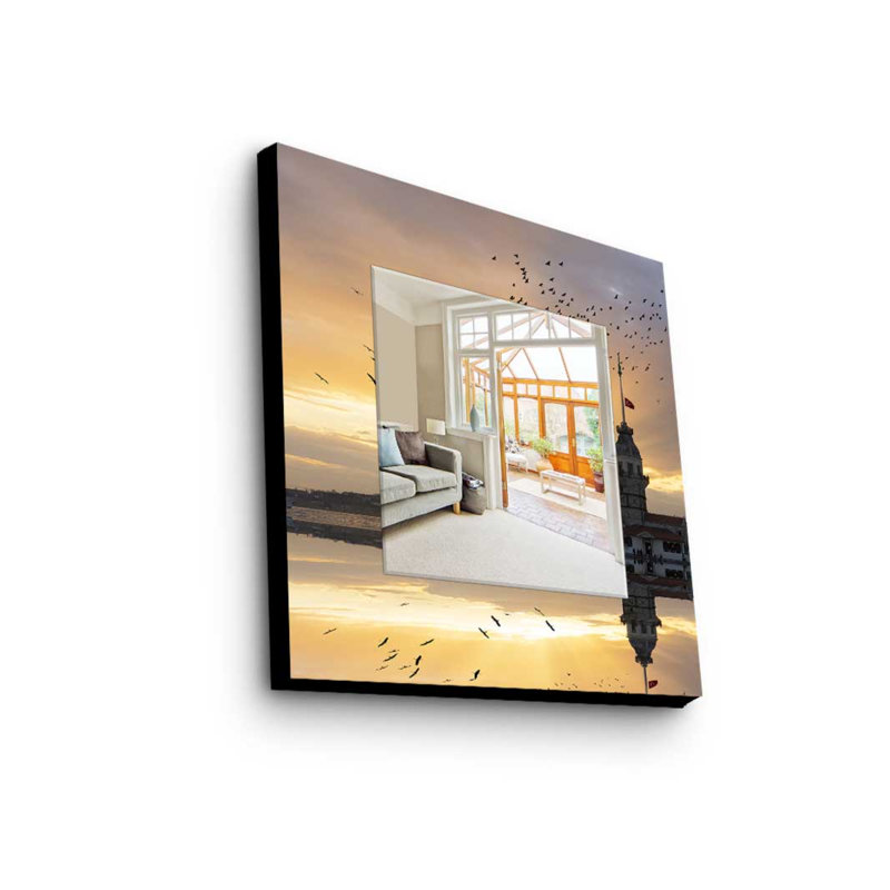 Élégant miroir décoratif avec cadre 100% bois de pin, 19,7 po x 19,7 po | Miroir en verre véritable (épaisseur: 0,2 pouce) | Peinture sur tissu élégante | Parfait pour la décoration intérieure et le vestibule, design durable et chic