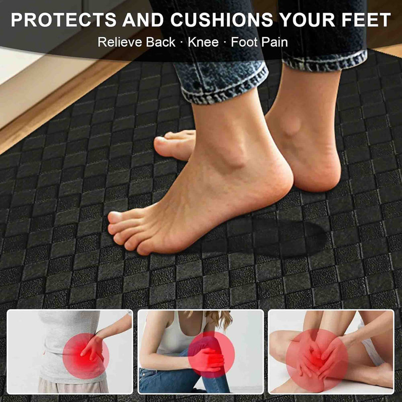Tapis de cuisine rembourrés anti-fatigue, Noir