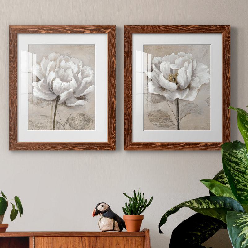 "Soft White I", ensemble de 2 reproductions d'art, H 24 po x l 36 po, Impression encadrée avec passe-partout, Érable