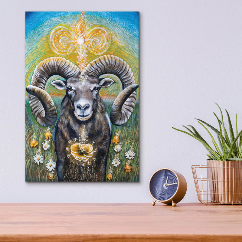Art mural en verre acrylique épique «Aries» par Verena Wild, 12 po x 16 po