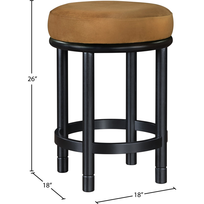Tabouret de comptoir en velours Monette, Velours selle, Noir