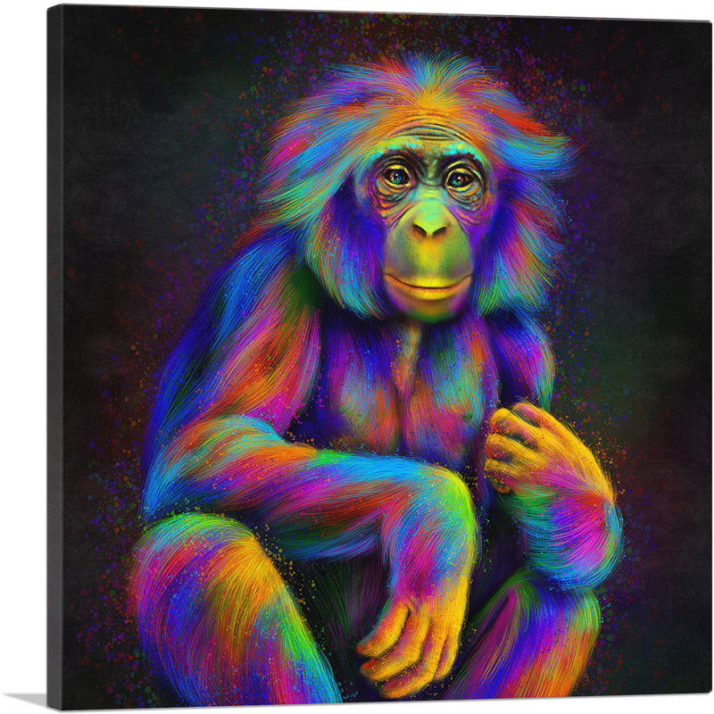 «Bonobe Monkey Pygmy Chimpanzee», grand singe d'Afrique, impression sur toile tendue, H 12 po x l 12 po x P 1,5 po