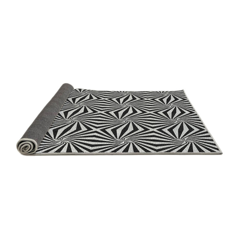 Tapis géométrique noir / blanc, Rond 4 pi