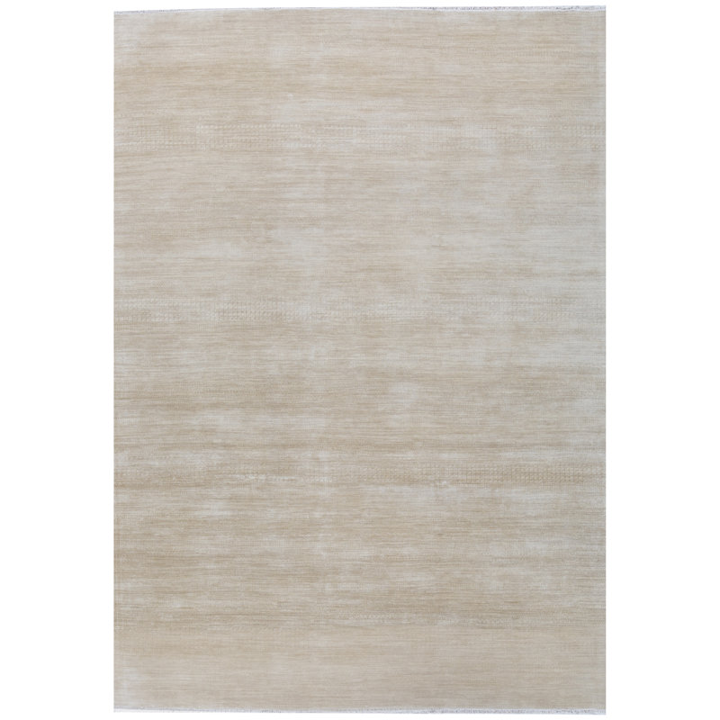 Tapis ivoire et doré de qualité supérieure noué à la main