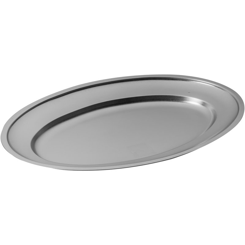 Assiette de service ovale originale en acier inoxydable 6 pièces, H 0,98 po x L 19,69 po x l 13,78 po
